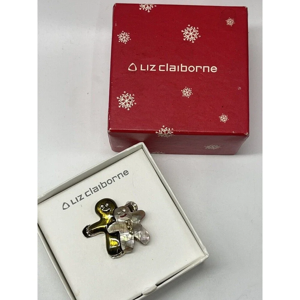 Liz Claiborne Gingerbread Men Brooch New